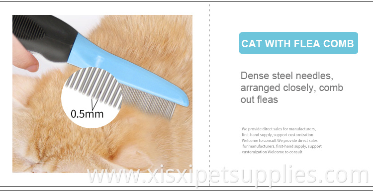 Factory Manufacture Wholesale Two Style Rubber Non-slip Handle Pet Cat Dog Flea Comb